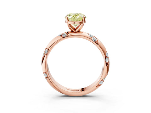 Rose gold Fancy Yellow Oval Cut Solitaire Diamond Engagement Ring with Twisted Pave Band and Four-Prong Setting_6
