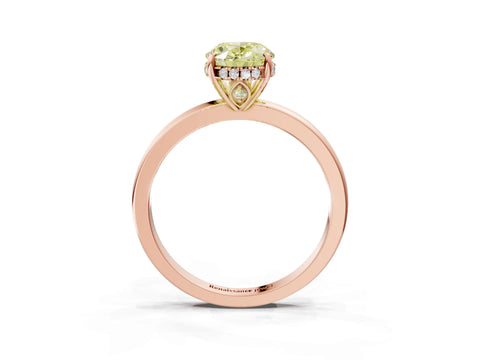 Rose gold Fancy Yellow Oval Cut Solitaire Diamond Ring with Prong Setting and Plain Band_3