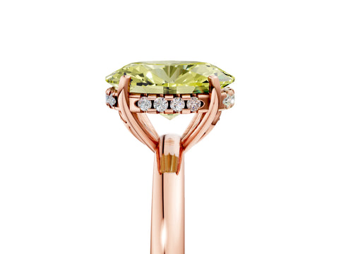 Rose gold Fancy Yellow Oval Cut Solitaire Diamond Ring with Prong Setting and Plain Band_5