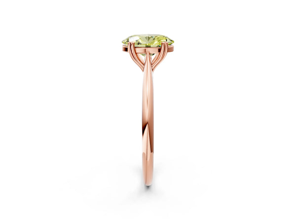 Rose gold Fancy Yellow Oval Cut Solitaire Diamond Ring with Six-Prong Setting and Classic Band