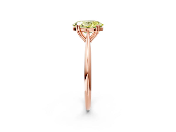Rose gold Fancy Yellow Oval Cut Solitaire Diamond Ring with Six-Prong Setting and Classic Band