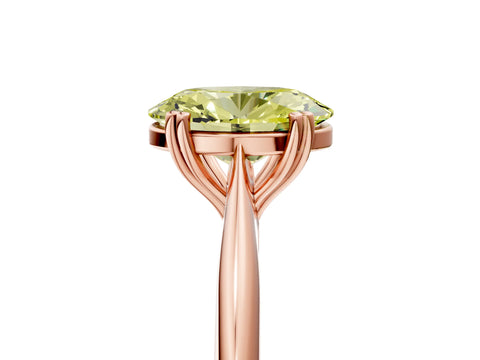 Rose gold Fancy Yellow Oval Cut Solitaire Diamond Ring with Six-Prong Setting and Classic Band_5