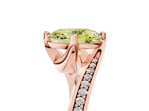 Rose gold Fancy Yellow Oval Cut Solitaire Diamond Twist Band with Pavé Setting and Four-Prong Setting_5