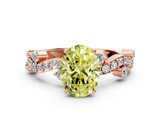 Rose gold Fancy Yellow Oval  Cut Solitaire Diamond Twisted Band with Pave Setting_46