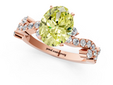 Rose gold Fancy Yellow Oval  Cut Solitaire Diamond Twisted Band with Pave Setting_47