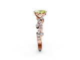 Rose gold Fancy Yellow Oval  Cut Solitaire Diamond Twisted Band with Pave Setting_48