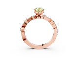Rose gold Fancy Yellow Oval  Cut Solitaire Diamond Twisted Band with Pave Setting_49