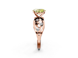 Rose gold Fancy Yellow Oval  Cut Solitaire Diamond with Side Stones on Criss-Cross Band and Four-Prong Setting_5