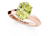Rose gold Fancy Yellow Oval  Cut Solitaire Engagement Ring with Flat Band and Four-Prong Setting 1