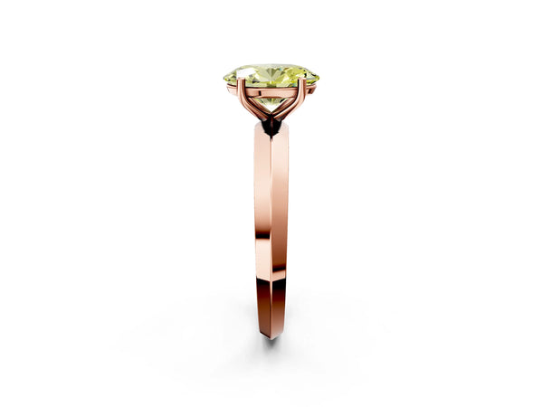 Rose gold Fancy Yellow Oval  Cut Solitaire Engagement Ring with Flat Band and Four-Prong Setting