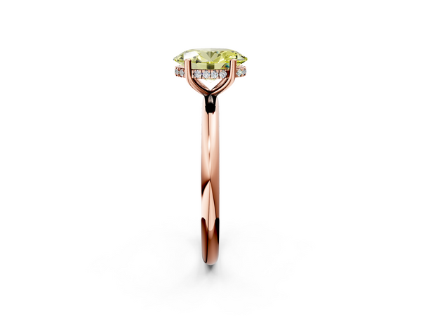 Rose gold Fancy Yellow Oval  Cut Solitaire Engagement Ring with Four-Prong Setting and Classic Band