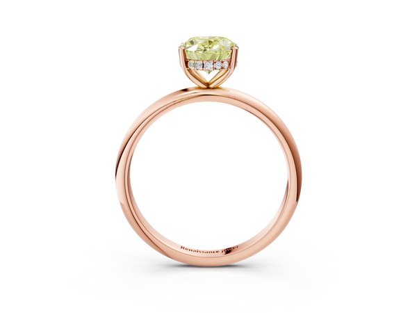 Rose gold Fancy Yellow Oval  Cut Solitaire Engagement Ring with Four-Prong Setting and Classic Band