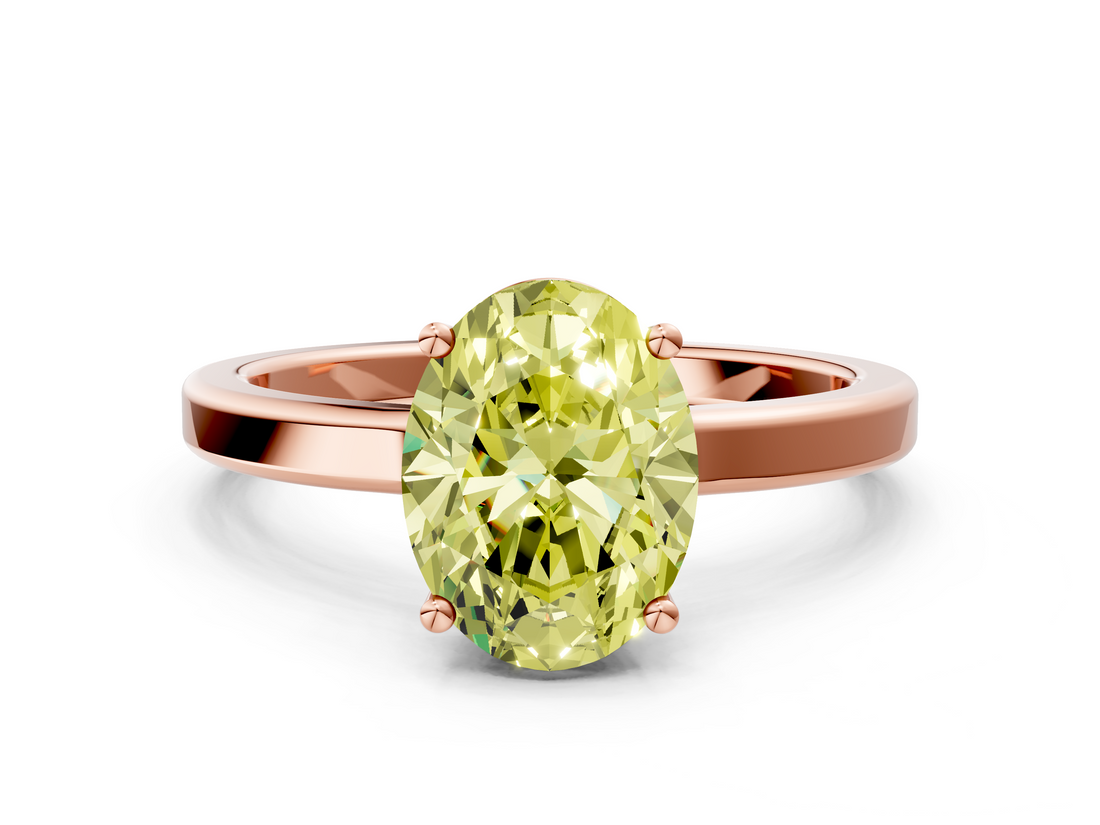 Rose gold Fancy Yellow Oval  Cut Solitaire Engagement Ring with Four-Prong Setting on a Classic Band_20