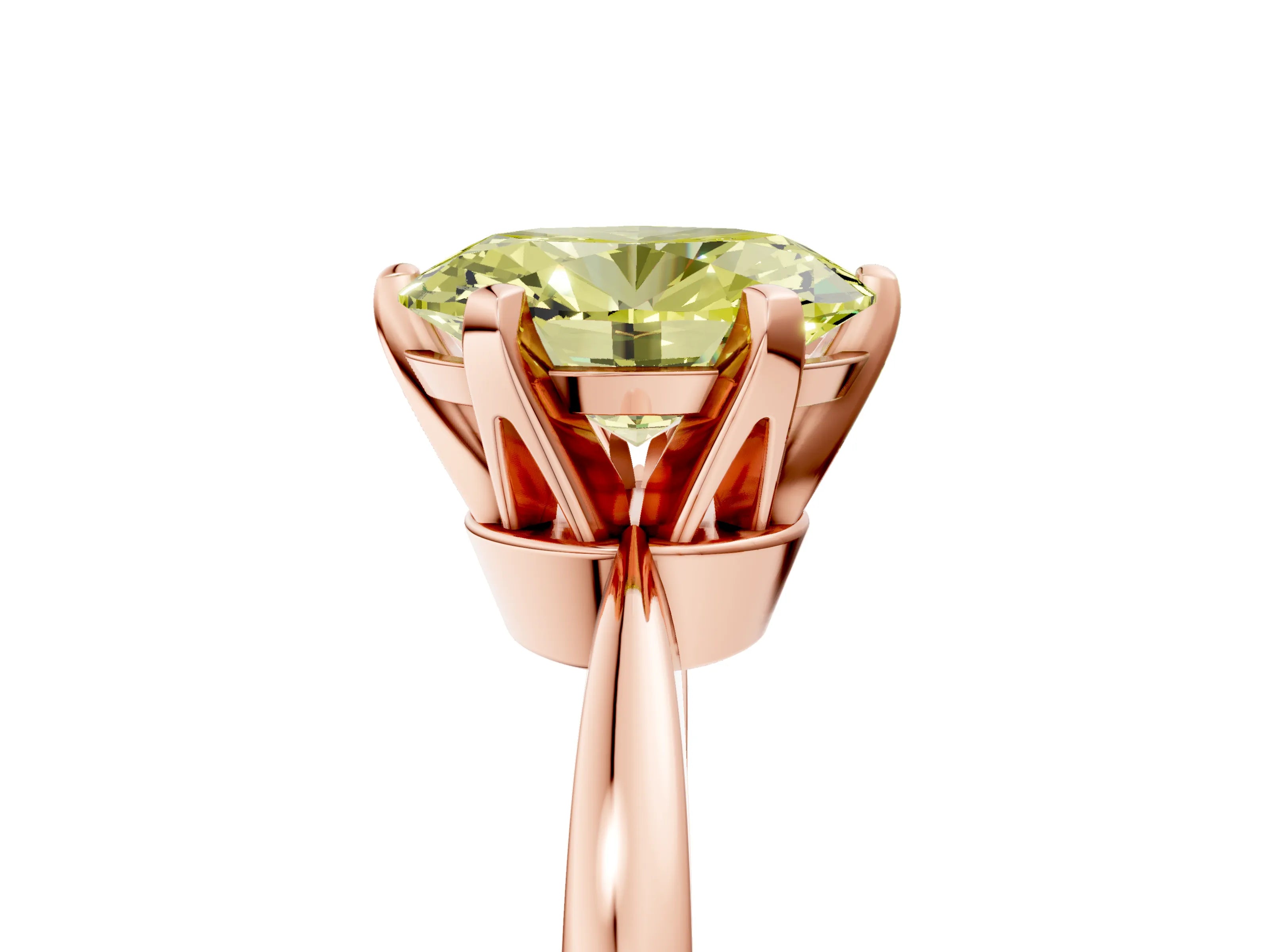 Rose gold Fancy Yellow Oval Cut Solitaire Engagement Ring with Six-Prong Setting and Tapered Band_5