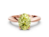 Rose gold Fancy Yellow Oval  Cut Solitaire Engagement Ring with Tapered Band and Four-Prong Setting 1