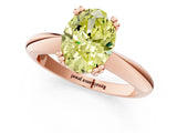 Rose gold Fancy Yellow Oval  Cut Solitaire Engagement Ring with Tapered Band and Four-Prong Setting 2