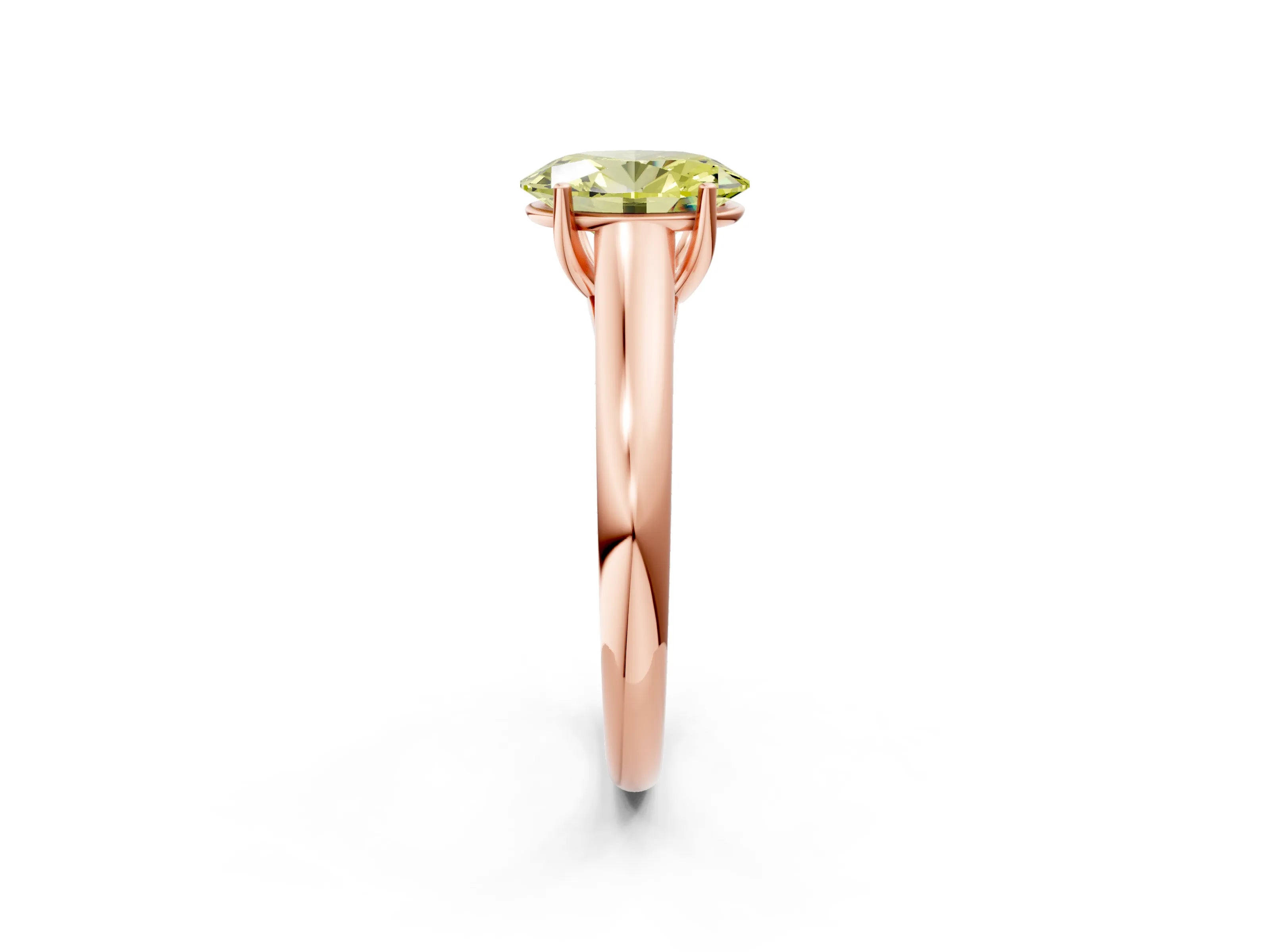Rose gold Fancy Yellow Oval Cut Solitaire Engagement Ring with Tapered Band and Four-Prong Setting_4