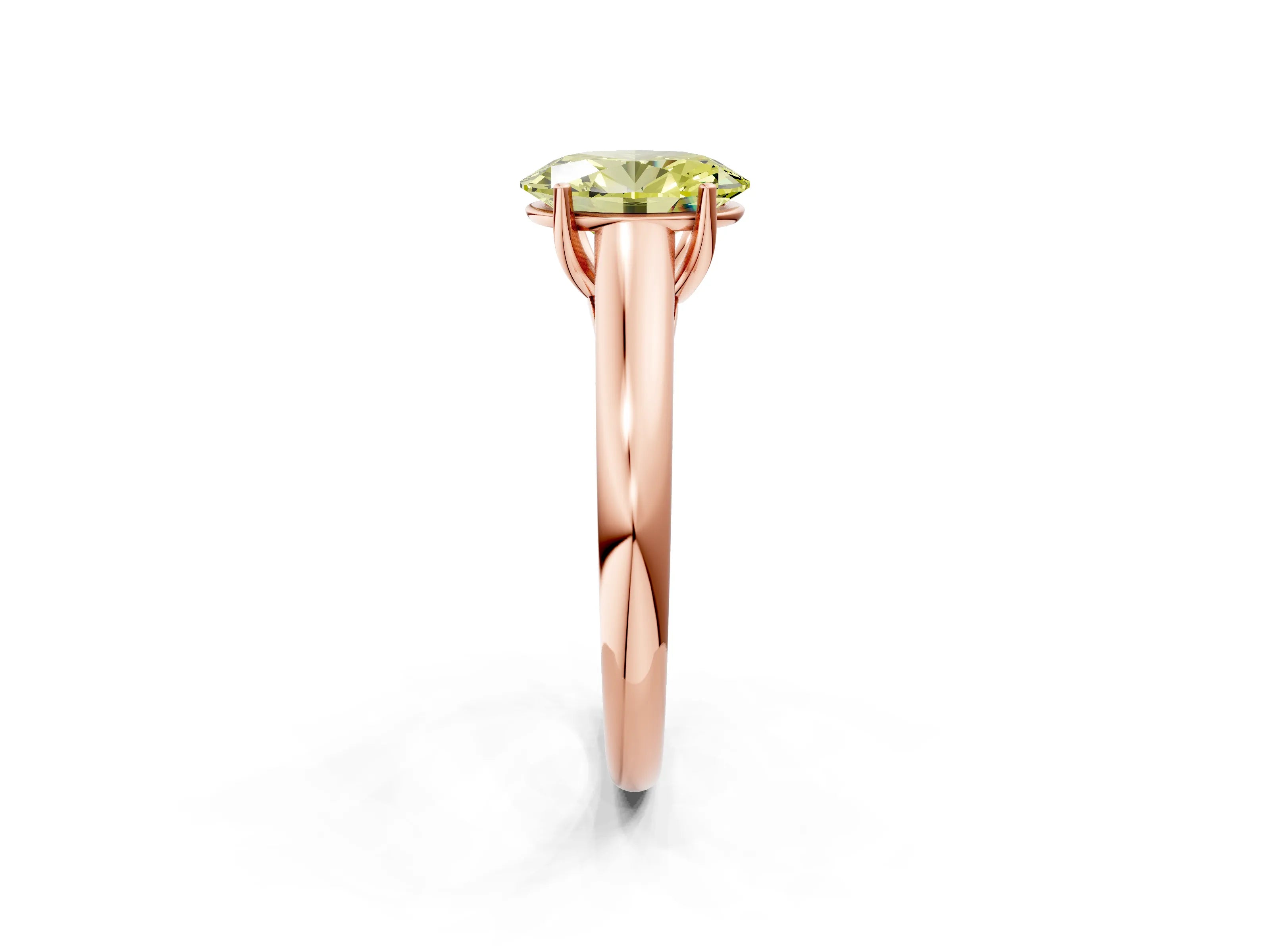 Rose gold Fancy Yellow Oval Cut Solitaire Engagement Ring with Tapered Band and Four-Prong Setting_5
