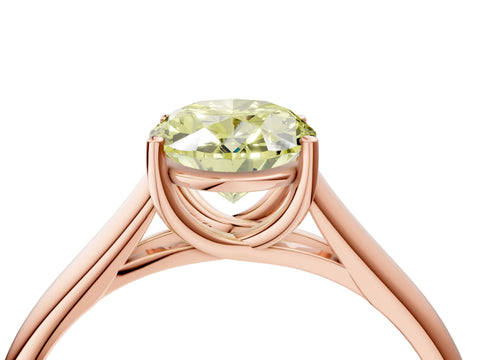 Rose gold Fancy Yellow Oval Cut Solitaire Engagement Ring with Tapered Band and Four-Prong Setting_7