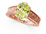Rose gold Fancy Yellow Oval  Cut Solitaire Engraved Band with Four-Prong Setting_63