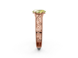 Rose gold Fancy Yellow Oval  Cut Solitaire Engraved Band with Four-Prong Setting_64