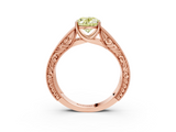 Rose gold Fancy Yellow Oval  Cut Solitaire Engraved Band with Four-Prong Setting_65