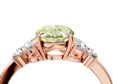 Rose gold Fancy Yellow Oval  Cut Solitaire Floral Diamond Ring with Four-Prong Setting_41