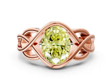 Rose gold Fancy Yellow Oval Cut Solitaire Intertwined Band Prong Setting Ring
