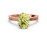 Rose gold Fancy Yellow Oval Cut Solitaire Milgrain Engraved Band with Four-Prong Setting