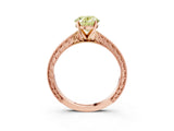Rose gold Fancy Yellow Oval Cut Solitaire Milgrain Engraved Band with Four-Prong Setting_3