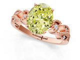 Rose gold Fancy Yellow Oval Cut Solitaire Milgrain Leaf Band with Prong Setting_1