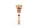 Rose gold Fancy Yellow Oval Cut Solitaire Milgrain Leaf Band with Prong Setting_2
