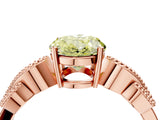 Rose gold Fancy Yellow Oval Cut Solitaire Milgrain Leaf Band with Prong Setting_4