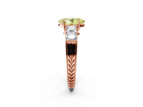 Rose gold Fancy Yellow Oval Cut Solitaire Princess Side Stone Engraved Band Prong Setting Ring_2