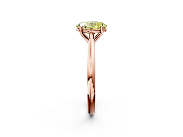 Rose gold Fancy Yellow Oval  Cut Solitaire Ring with Cathedral Band and Four-Prong Setting