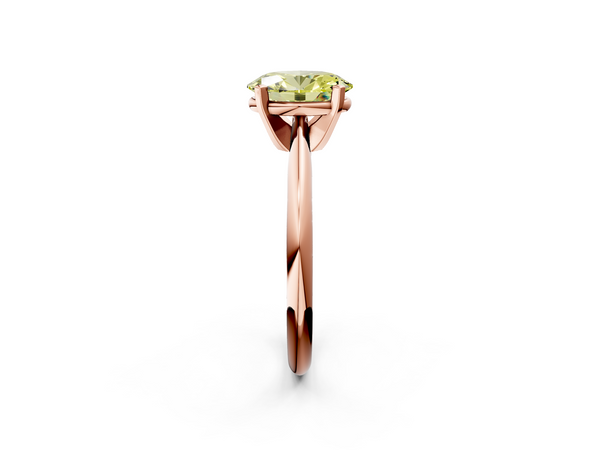 Rose gold Fancy Yellow Oval  Cut Solitaire Ring with Four-Prong Setting on a Classic Band