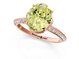 Rose gold Fancy Yellow Oval Cut Solitaire Split Shank Pave Diamond Engagement Ring with Four-Prong Setting_1