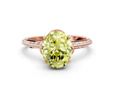 Rose gold Fancy Yellow Oval Cut Solitaire Split Shank Pave Diamond Engagement Ring with Four-Prong Setting_24