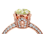 Rose gold Fancy Yellow Oval Cut Solitaire Split Shank Pave Diamond Engagement Ring with Four-Prong Setting_28
