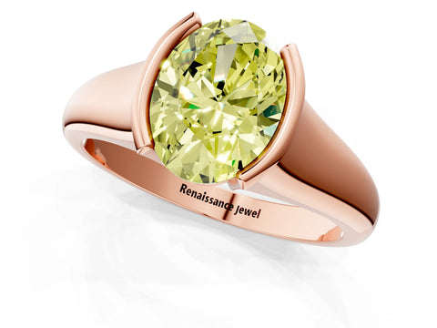 Rose gold Fancy Yellow Oval Cut Solitaire Tension Set Diamond Ring with Split Shank Band_1