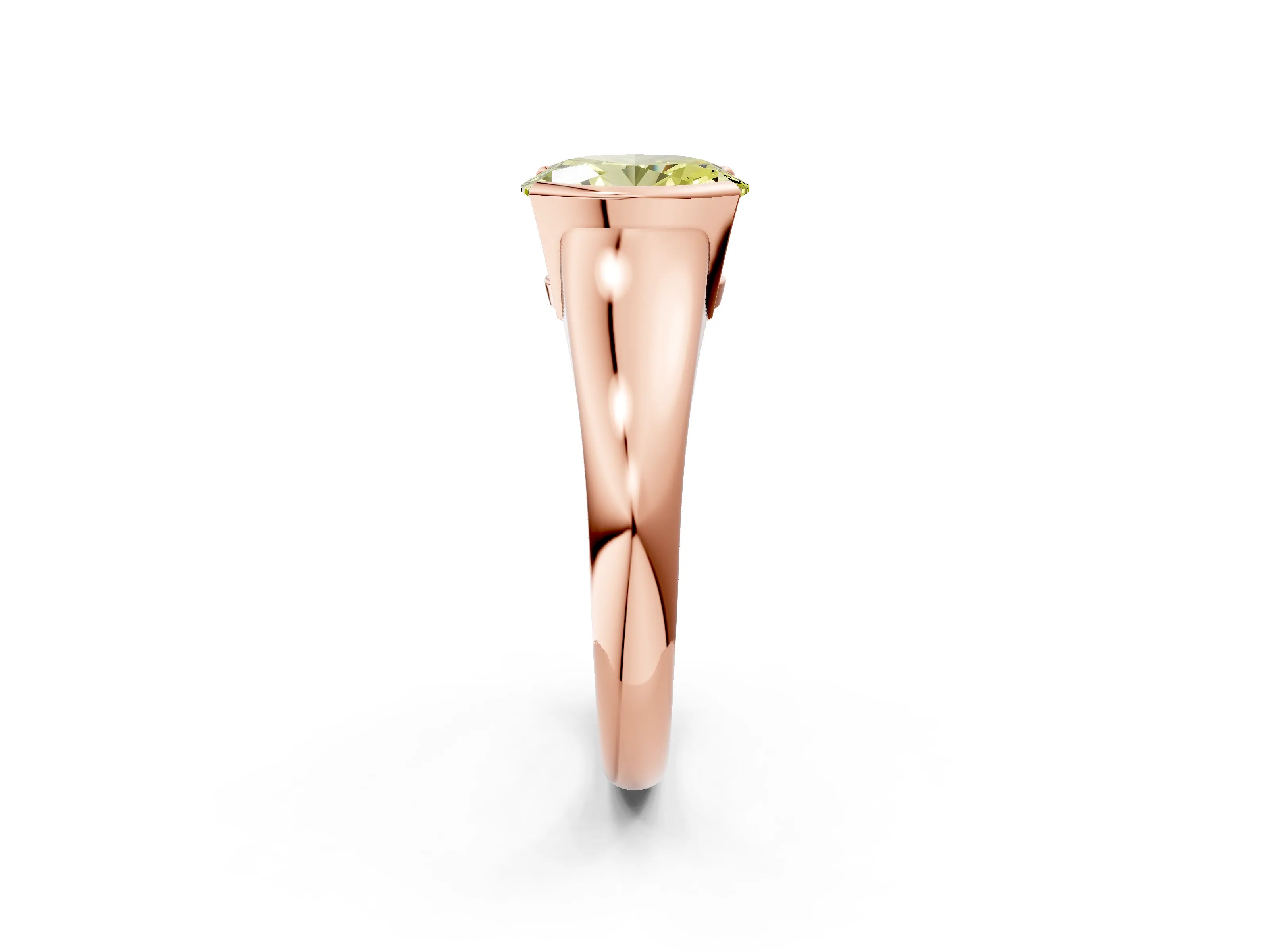 Rose gold Fancy Yellow Oval Cut Solitaire Tension Set Diamond Ring with Split Shank Band_2