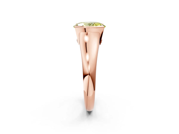 Rose gold Fancy Yellow Oval Cut Solitaire Tension Set Diamond Ring with Split Shank Band