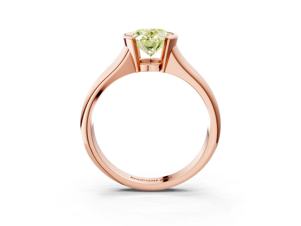 Rose gold Fancy Yellow Oval Cut Solitaire Tension Set Diamond Ring with Split Shank Band