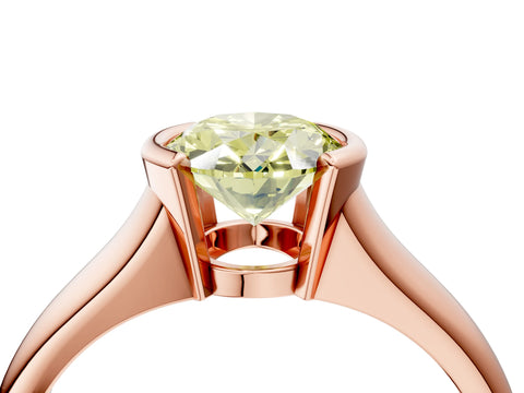 Rose gold Fancy Yellow Oval Cut Solitaire Tension Set Diamond Ring with Split Shank Band_4