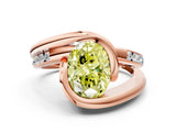 Rose gold Fancy Yellow Oval Cut Solitaire Tension-Set Diamond Split Shank Ring