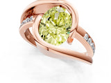 Rose gold Fancy Yellow Oval Cut Solitaire Tension-Set Diamond Split Shank Ring_1