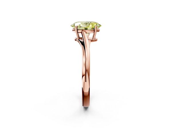 Rose gold Fancy Yellow Oval  Cut Solitaire Twist Band Ring with Four-Prong Setting