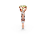 Rose gold Fancy Yellow Oval Cut Solitaire Twist Pave Diamond Engagement Ring with Prong Setting_2