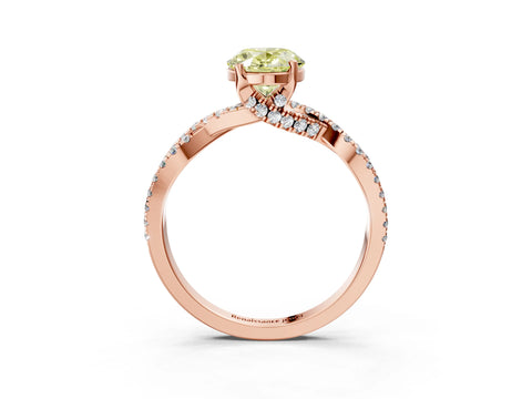 Rose gold Fancy Yellow Oval Cut Solitaire Twist Pave Diamond Engagement Ring with Prong Setting_27