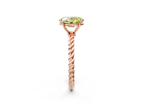 Rose gold Fancy Yellow Oval Cut Solitaire Twisted Band 4-Prong Ring_2